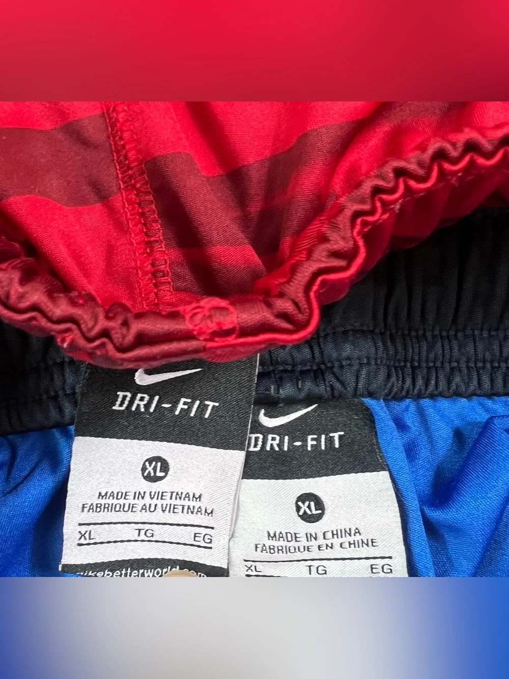 Nike Boys Youth Basketball Long Athletic Red & Blue Shorts Lot Of 2 Size XL